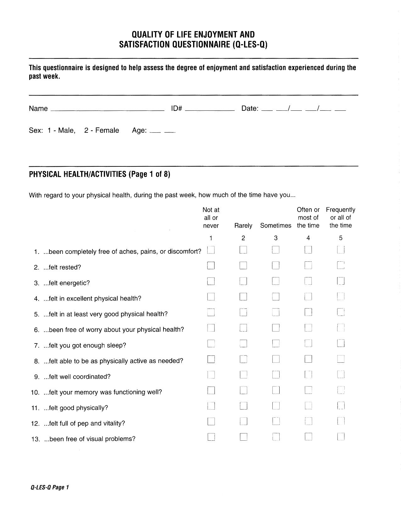 Satisfaction Questionnaires Examples Format Pdf Examples