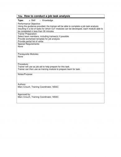 9 Job Task Analysis Examples PDF