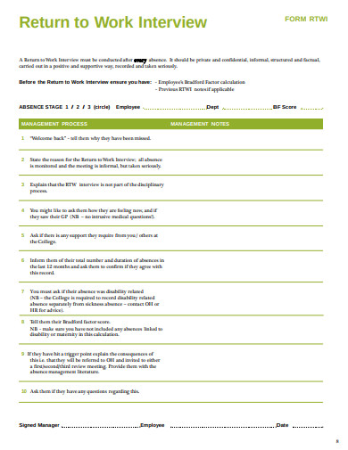 FREE 4+ Return to Work Questionnaire Examples in PDF | Examples