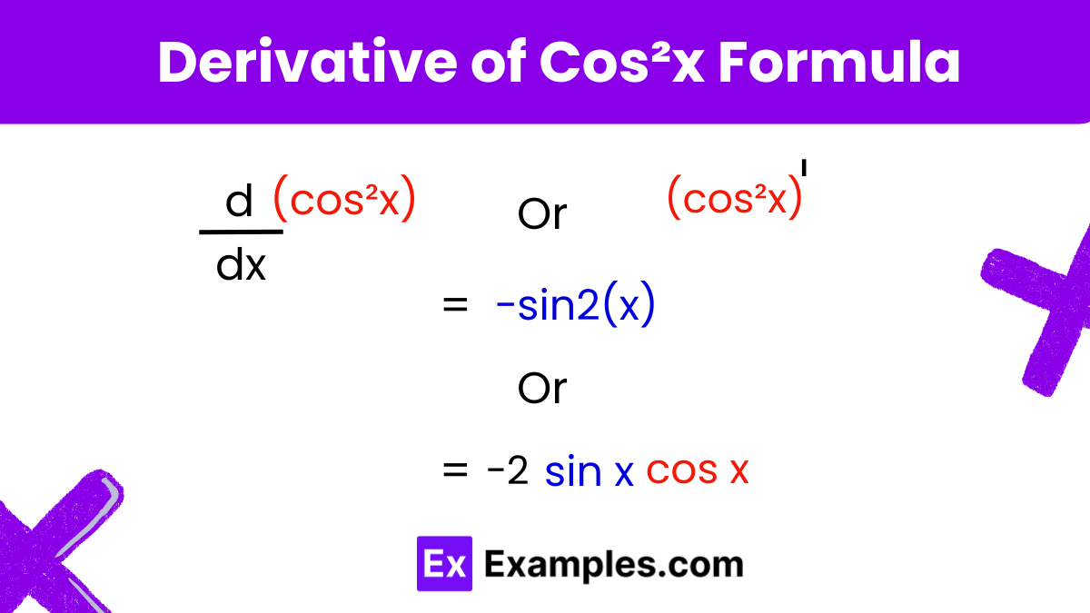 Derivative Of Cos Square X Examples Formula Proof Derivation Of