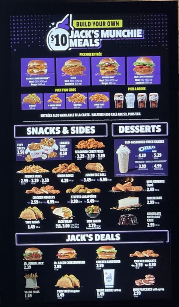 Jack in the Box Menus  - Menu Examples, AI Menu Generator