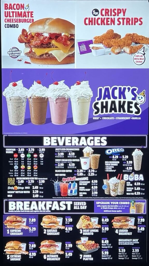 Jack in the Box Menus  - Menu Examples, AI Menu Generator