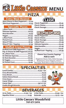 Little Caesars Menus  - Menu Examples, AI Menu Generator