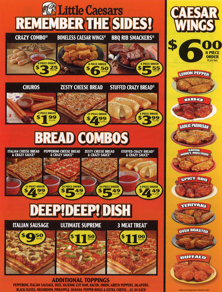 Little Caesars Menus  - Menu Examples, AI Menu Generator
