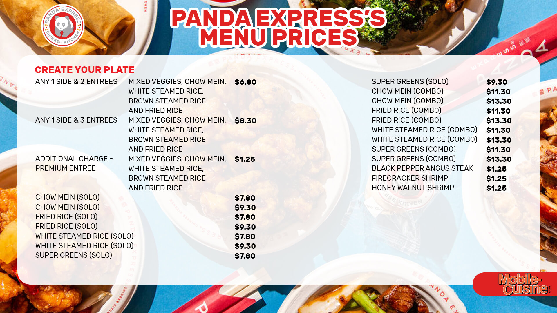 Panda Express Menus  - Menu Examples, AI Menu Generator