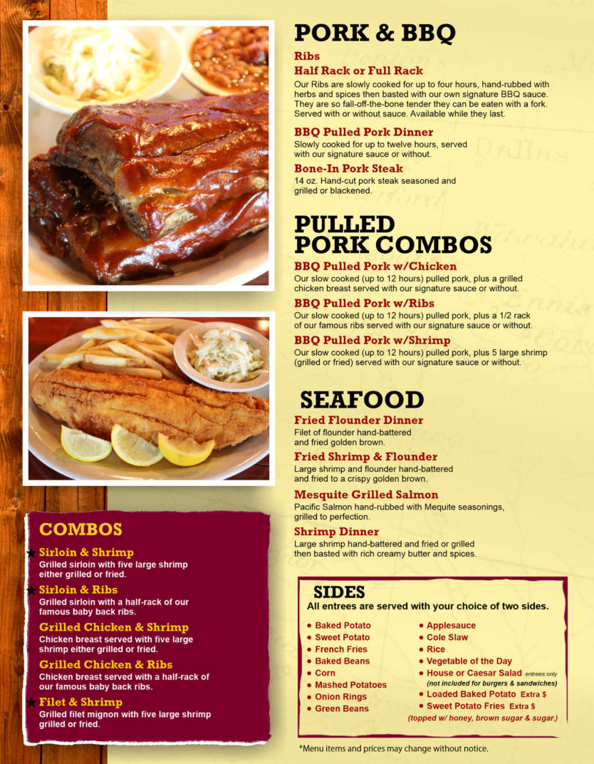 Texas Roadhouse Menus  - Menu Examples, AI Menu Generator