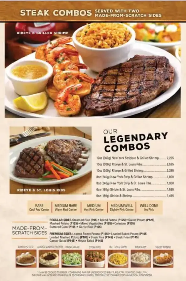 Texas Roadhouse Menus  - Menu Examples, AI Menu Generator