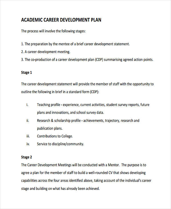academic career development plan