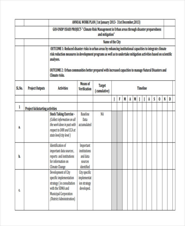 Annual Project Work Plan