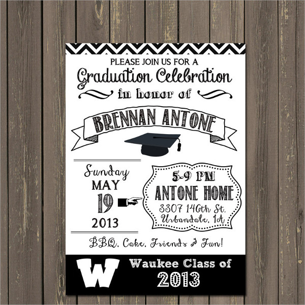 black and white graduation party invitation1