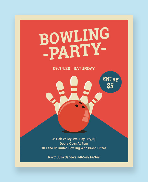 Bowling Party Flyer Template