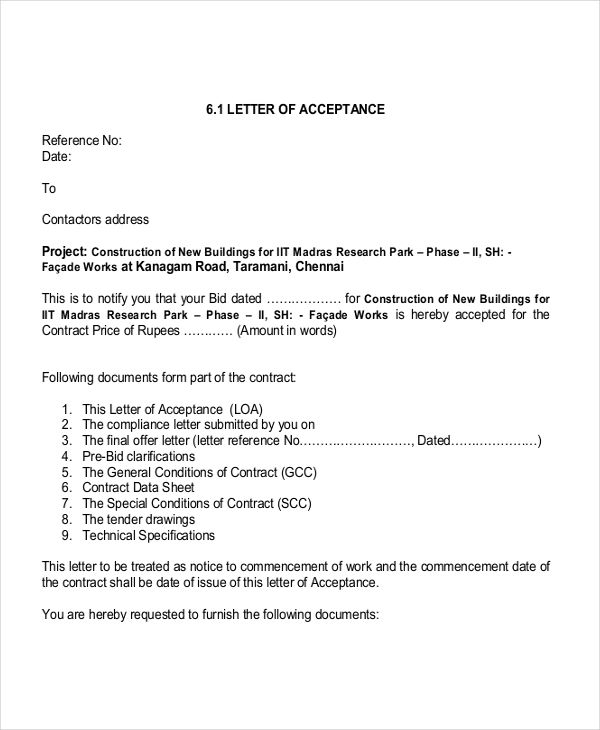 building contract acceptance