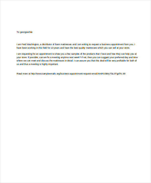 business appointment request letter