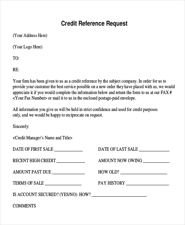 business credit reference request letter
