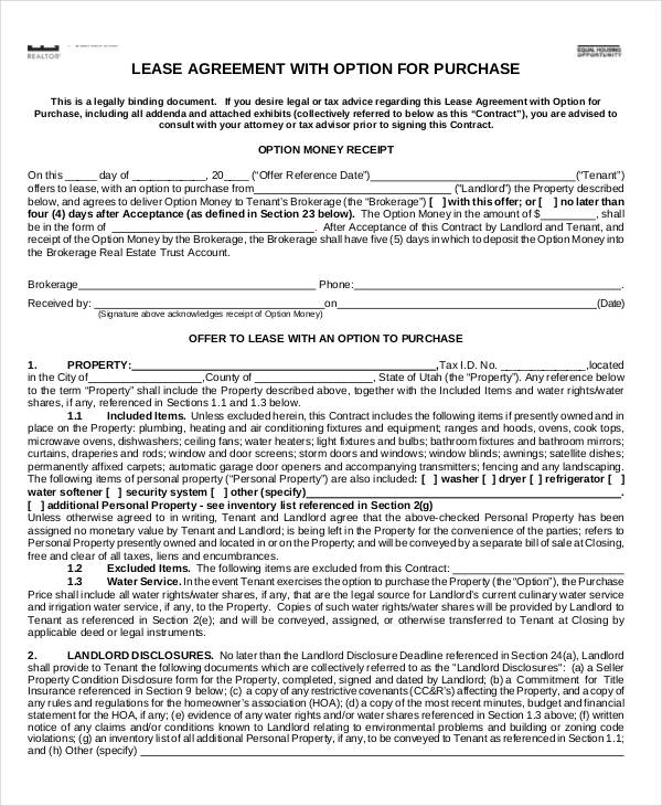 Business Lease Purchase Agreement