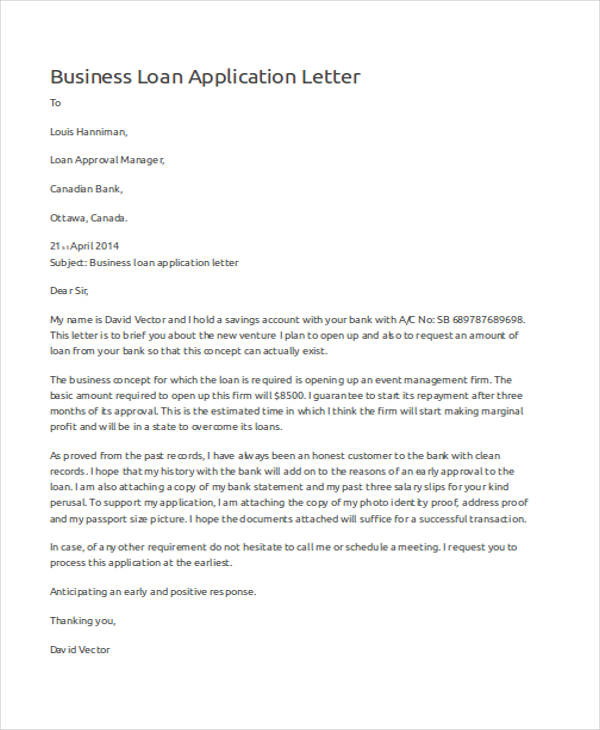 sample business loan application letter pdf