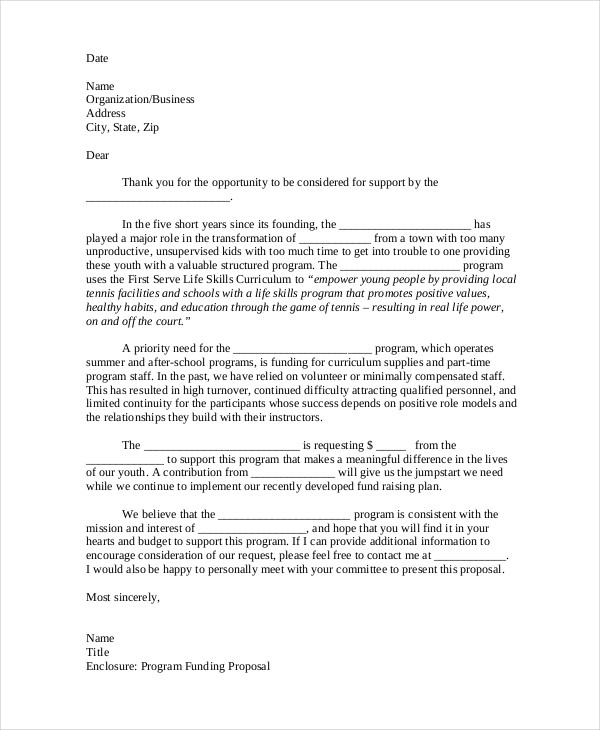 Business Loan Proposal Cover Letter