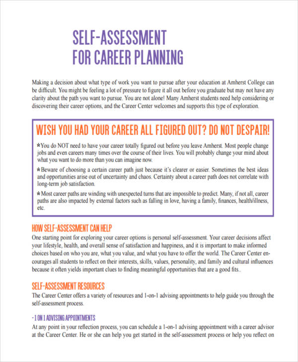 Career Planning Self Assessment1