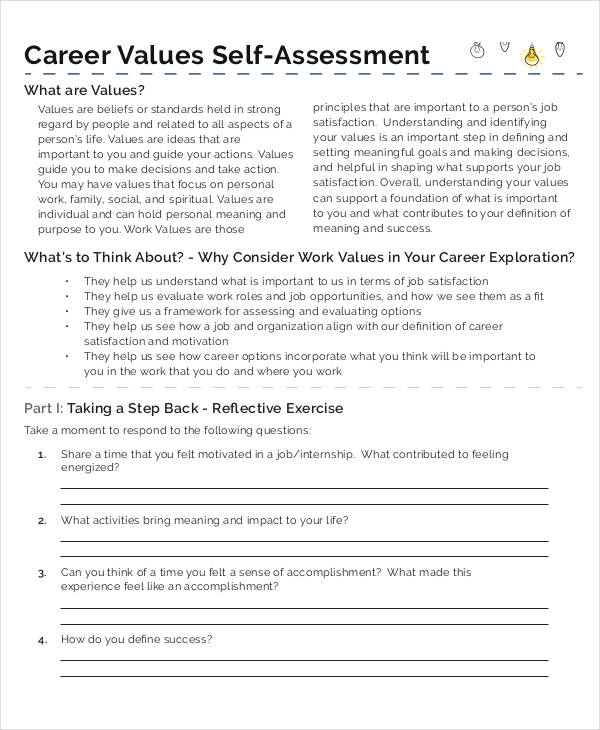 career values self assessment