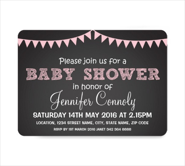 Chalkboard Girl Baby Shower Invitation
