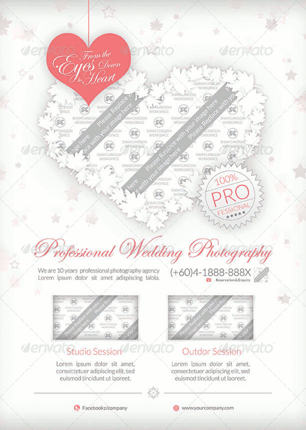 clean wedding photography flyer