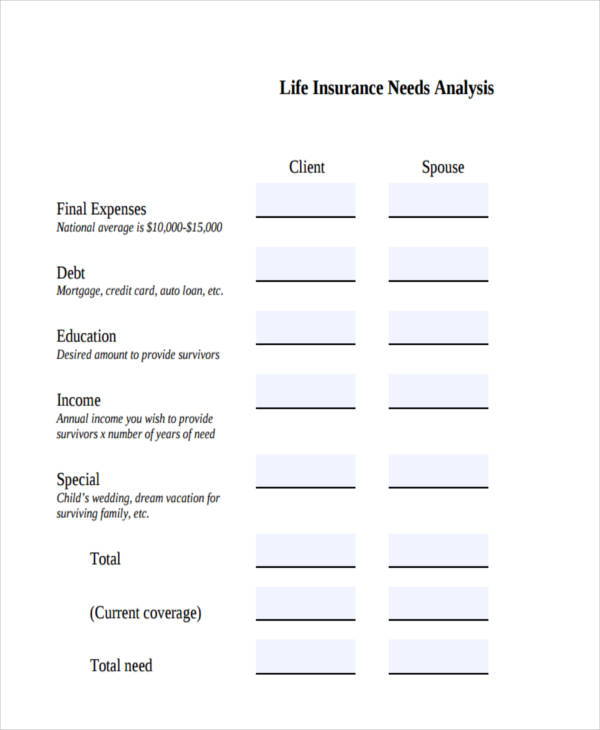 Client Insurance Needs Analysis