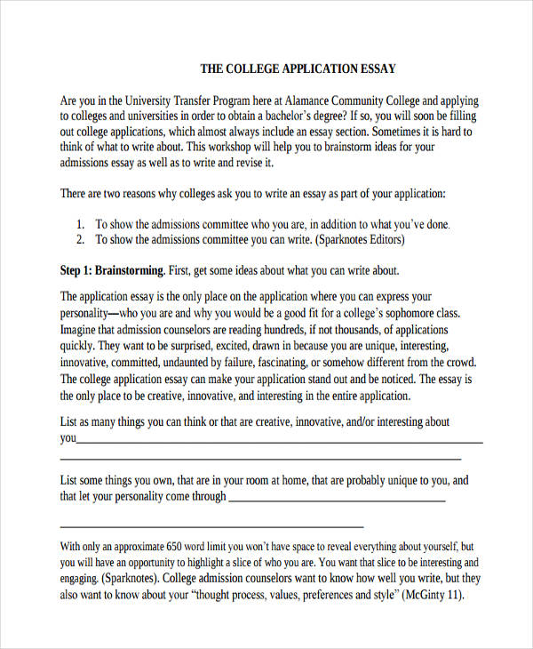 college application essay types