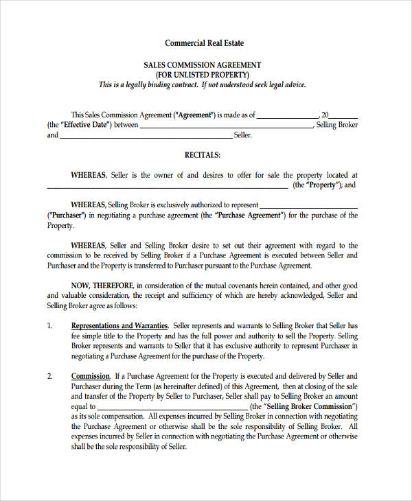 commercial real estate commission agreement