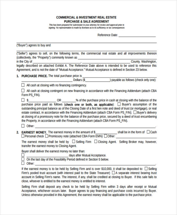 commercial real estate purchase agreement