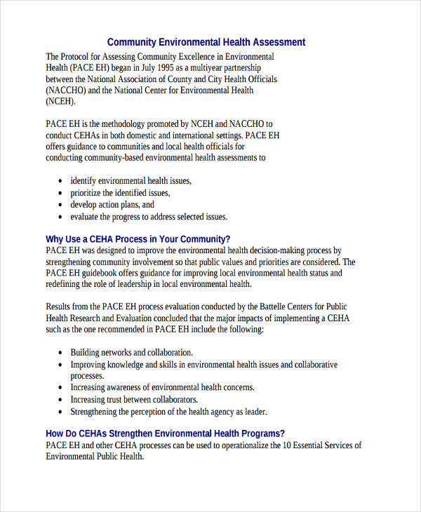 Community Environmental Health Assessment