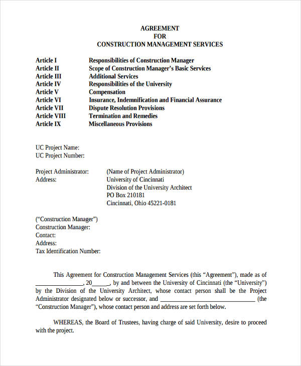 construction management services agreement