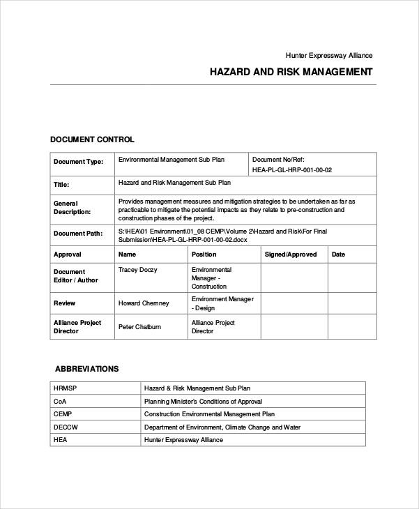 Risk Plan 31 Examples Format Pdf Examples