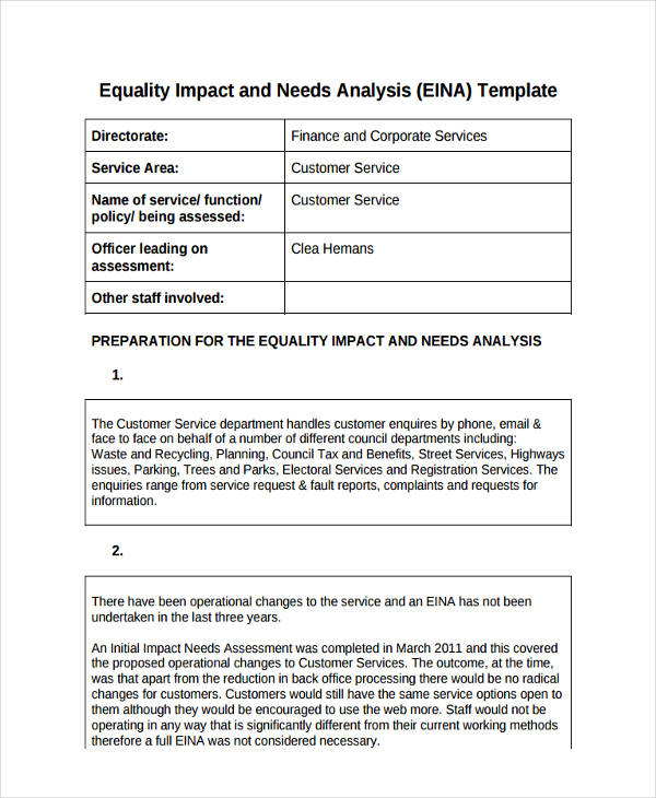 Customer Service Needs Analysis