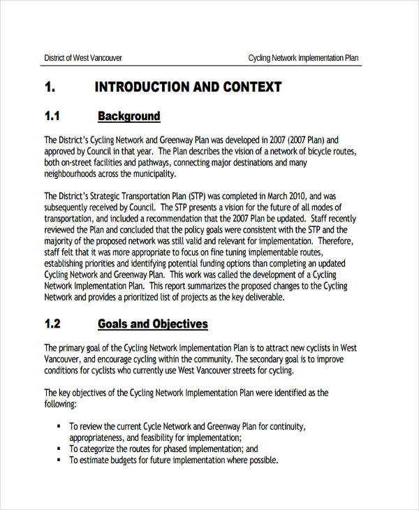 Cycling Network Implementation Plan