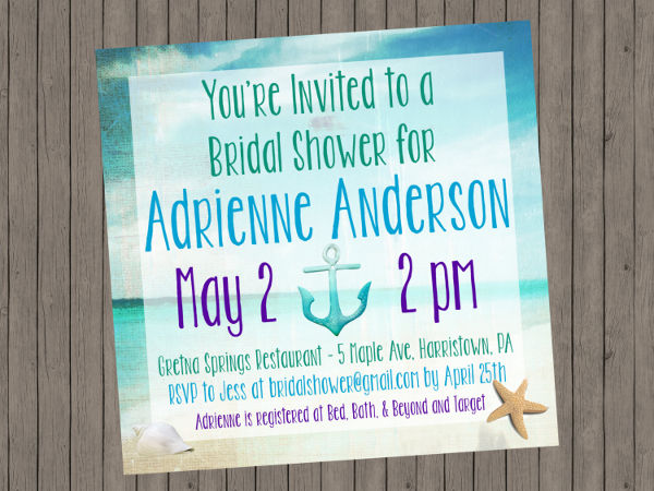-Diy Beach Bridal Shower Invitation