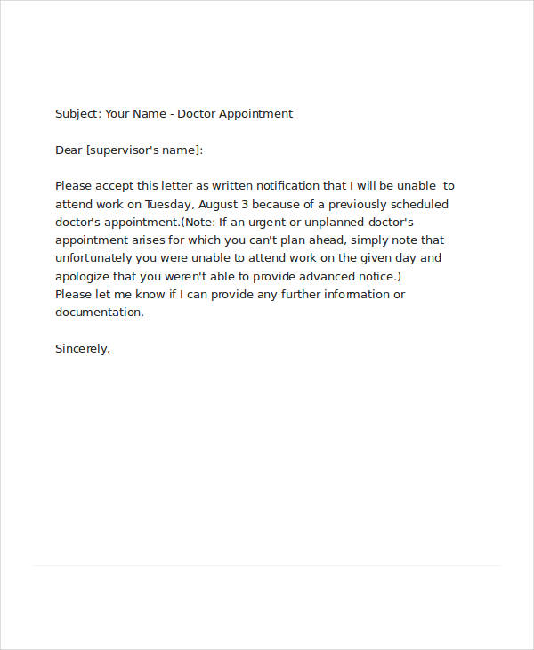 doctor appointment request letter