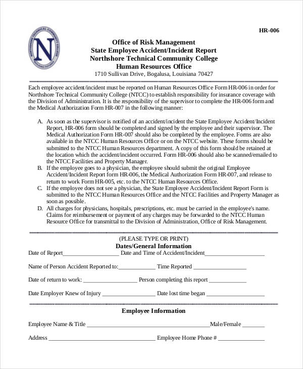 58 Incident Report Examples To Download