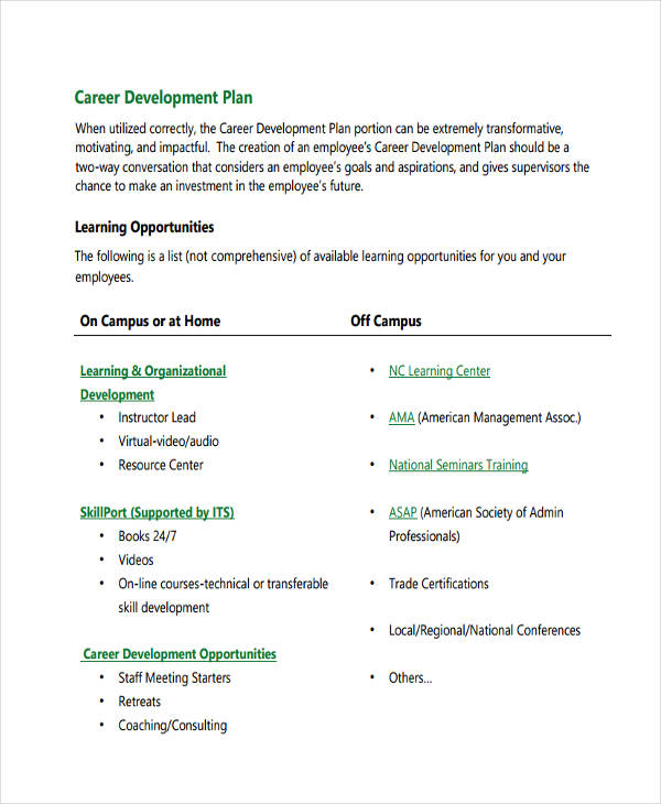 employee career development plan