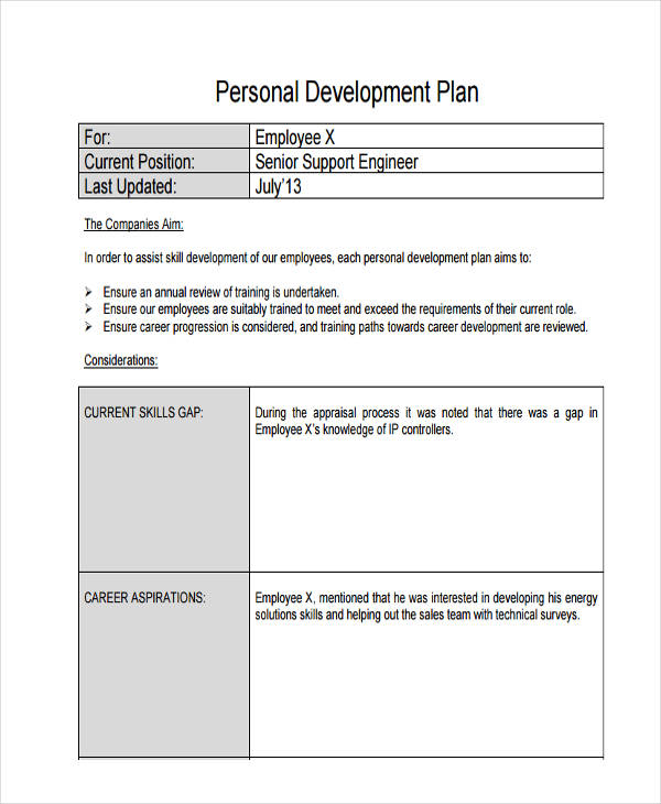 employee personal development plan