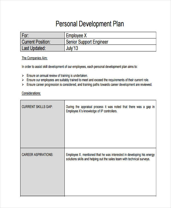 Employee Personal Development Plan