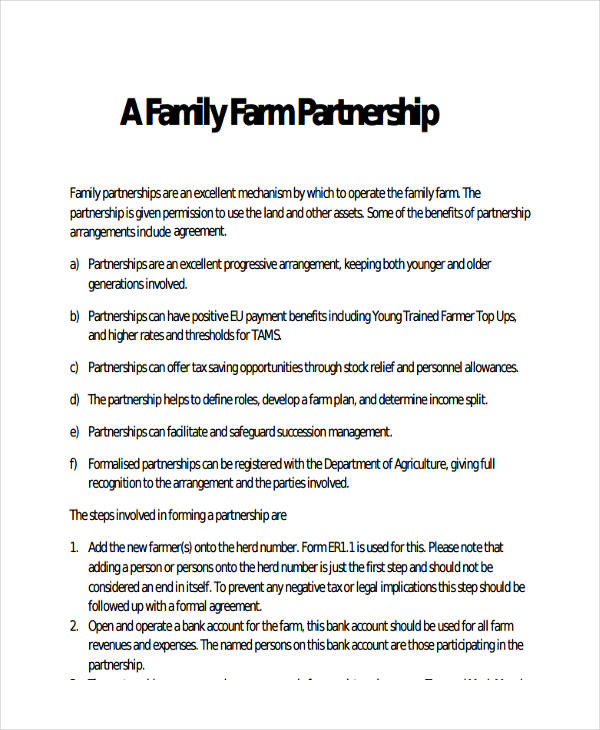 family farm partnership agreement