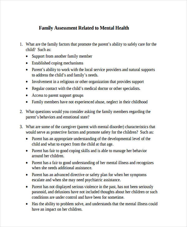 family mental health assessment