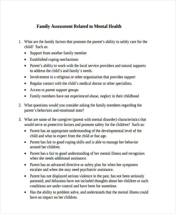 Family Mental Health Assessment