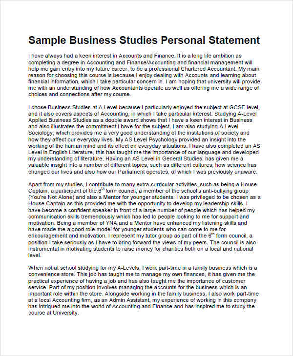 accounting and finance personal statement examples lse