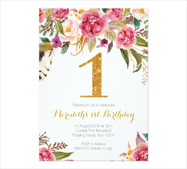 floral birthday party invitation