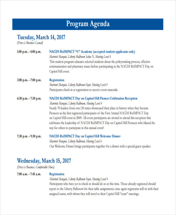 Free Event Program Agenda