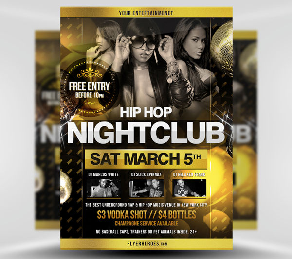 -Free Hip Hop Night Party Flyer