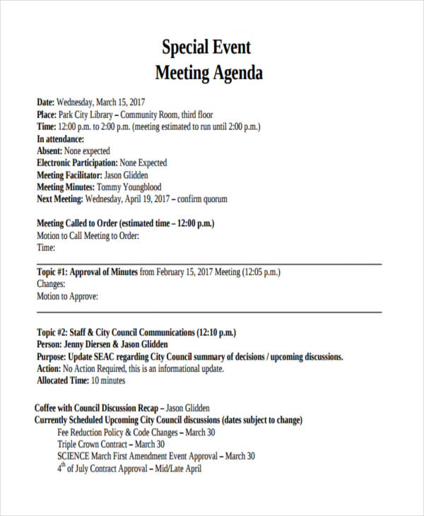 Free Meeting Event Agenda