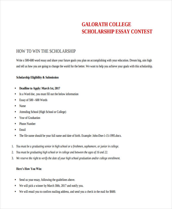 college scholarship essay format