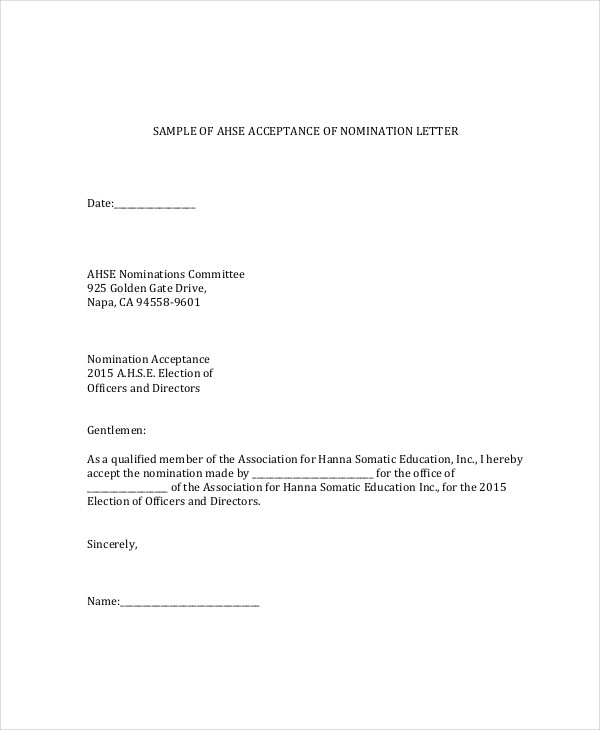 Nomination Letter Sample from images.examples.com